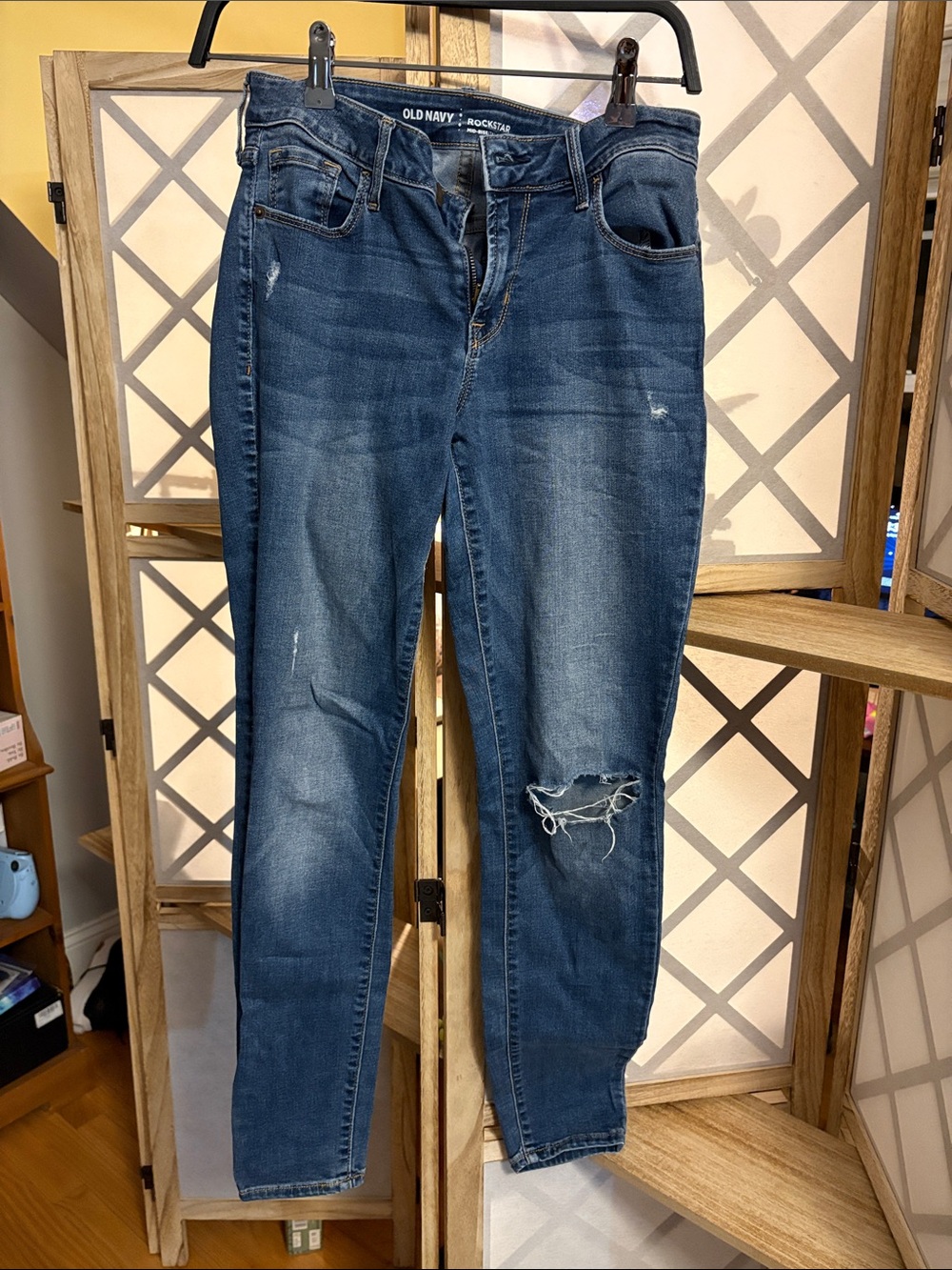 Old Navy Blue Skinny Jeans with Knee Rip